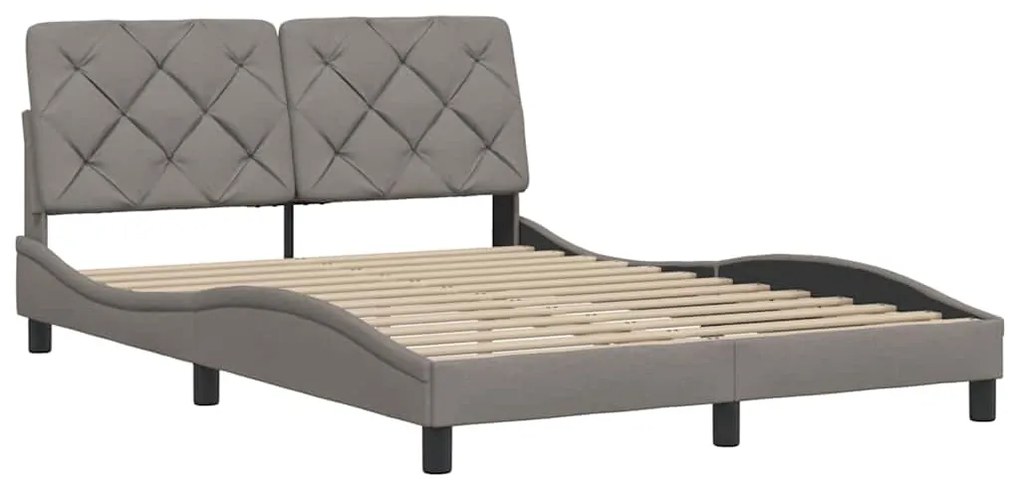 Cama sem colchão 140x200 cm tecido castanho-acinzentado