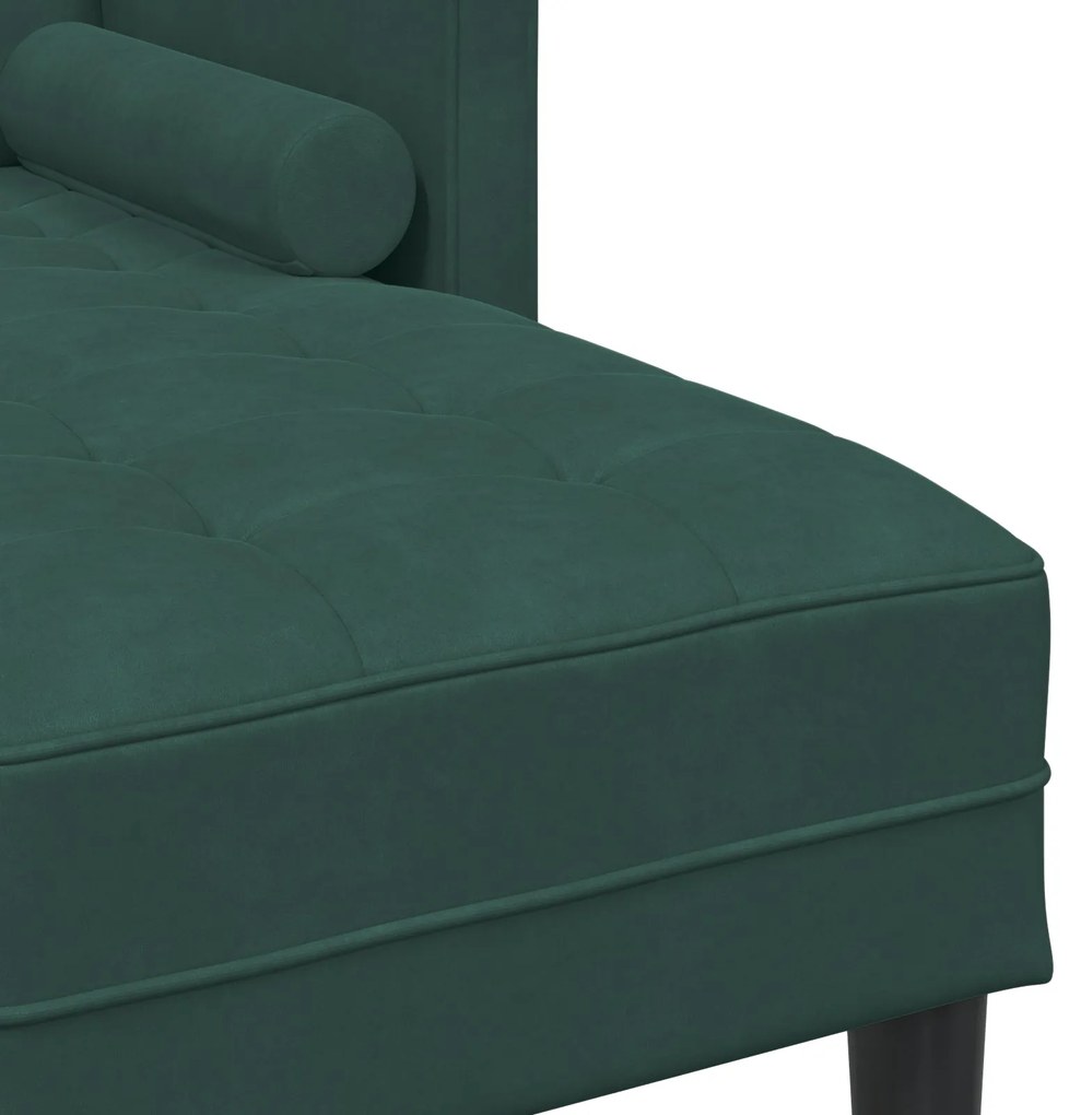 Sofá de 3 lugares com chaise L verde escuro 160 cm de veludo