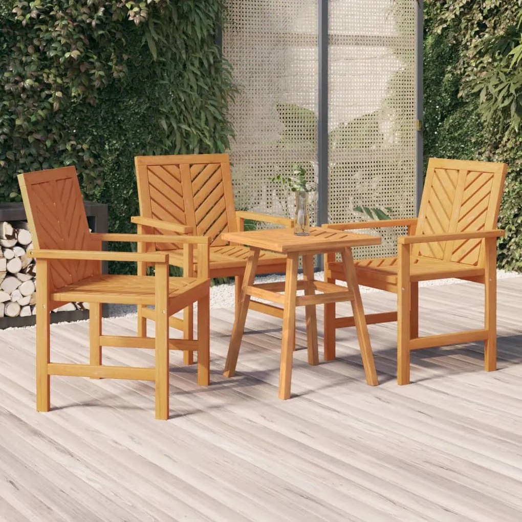 vidaXL Cadeiras de jantar para jardim 3 pcs acácia maciça