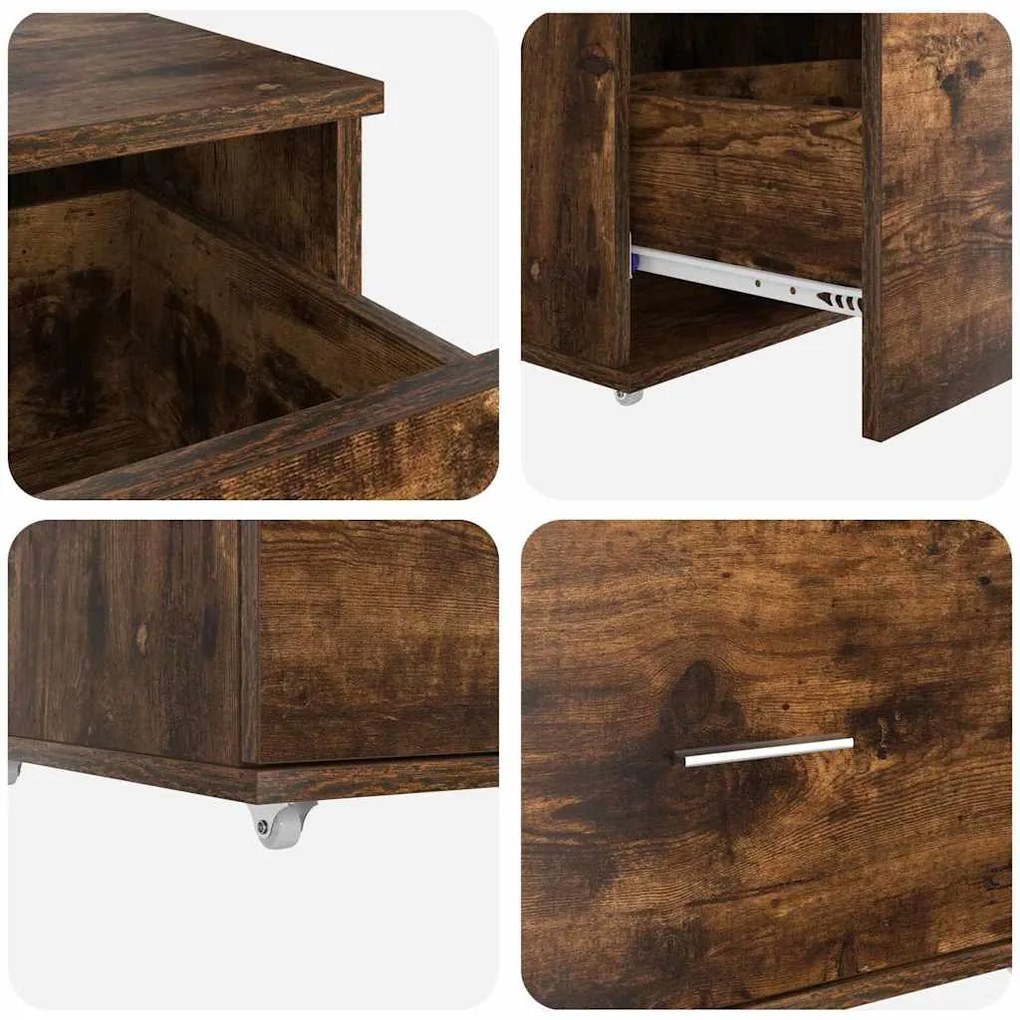 Gabinete de Gavetas Carvalho Fumado MDF com Folheado