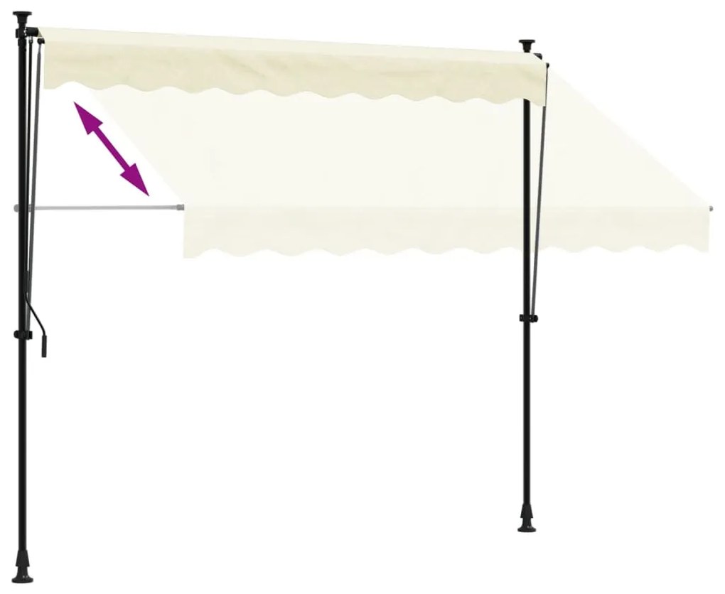 Toldo retrátil 250x150 cm tecido e aço cor creme