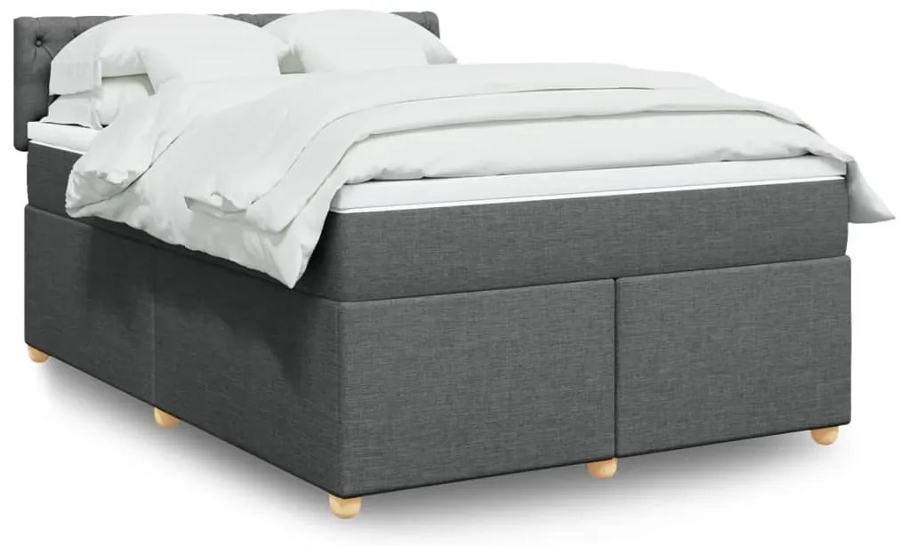 vidaXL Cama com molas/colchão 140x200 cm tecido cinzento-escuro
