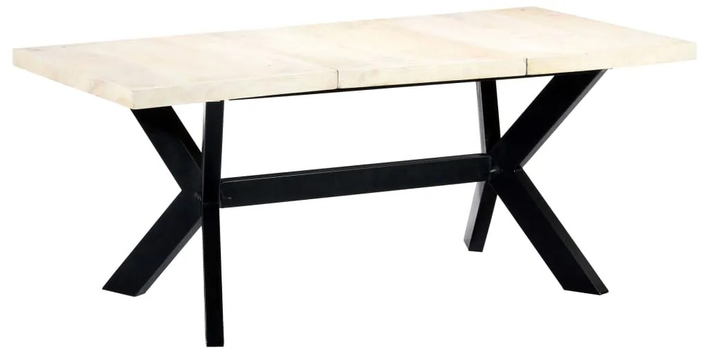 Mesa de jantar 180x90x75 cm madeira de mangueira maciça branco
