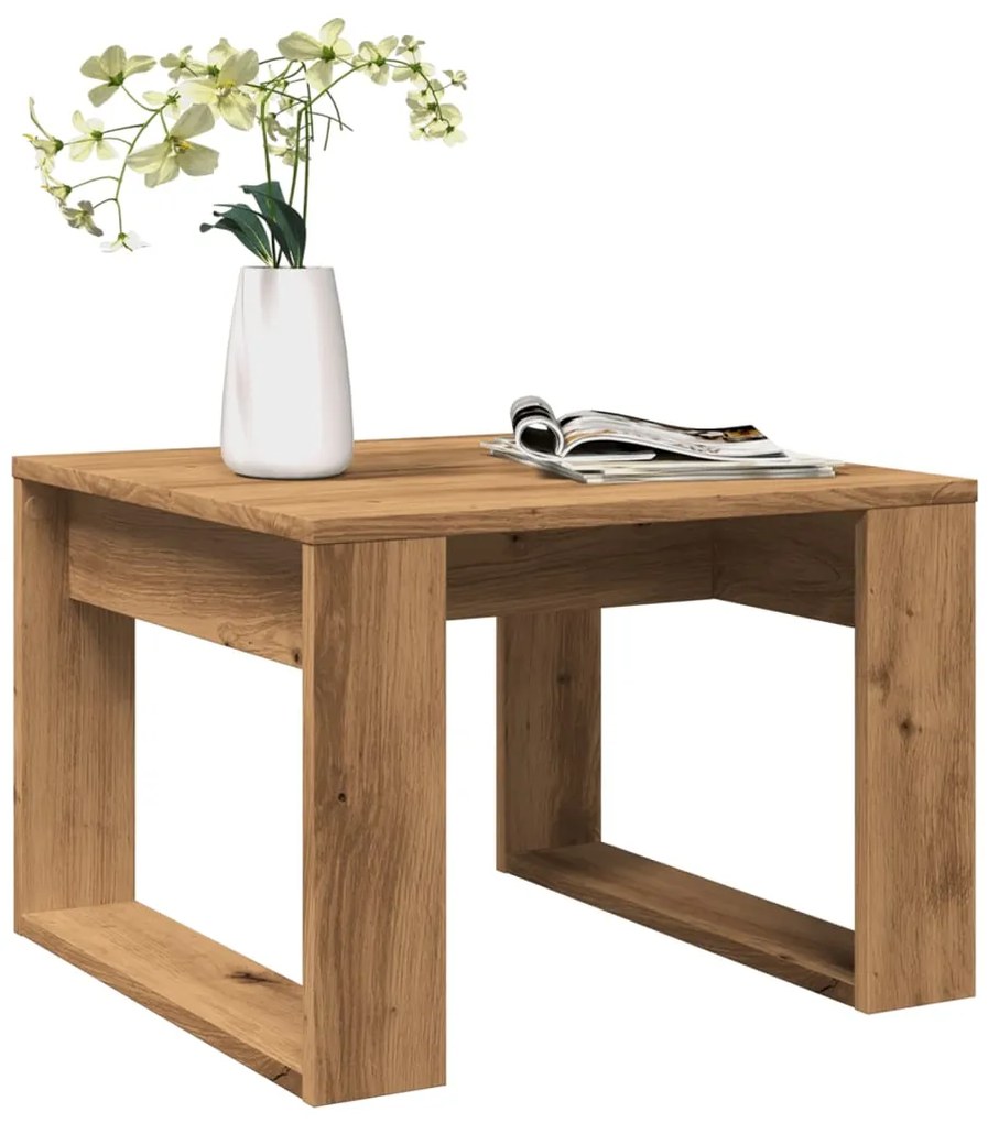 vidaXL Mesa de apoio 50x50x35 cm derivados madeira carvalho artisiano