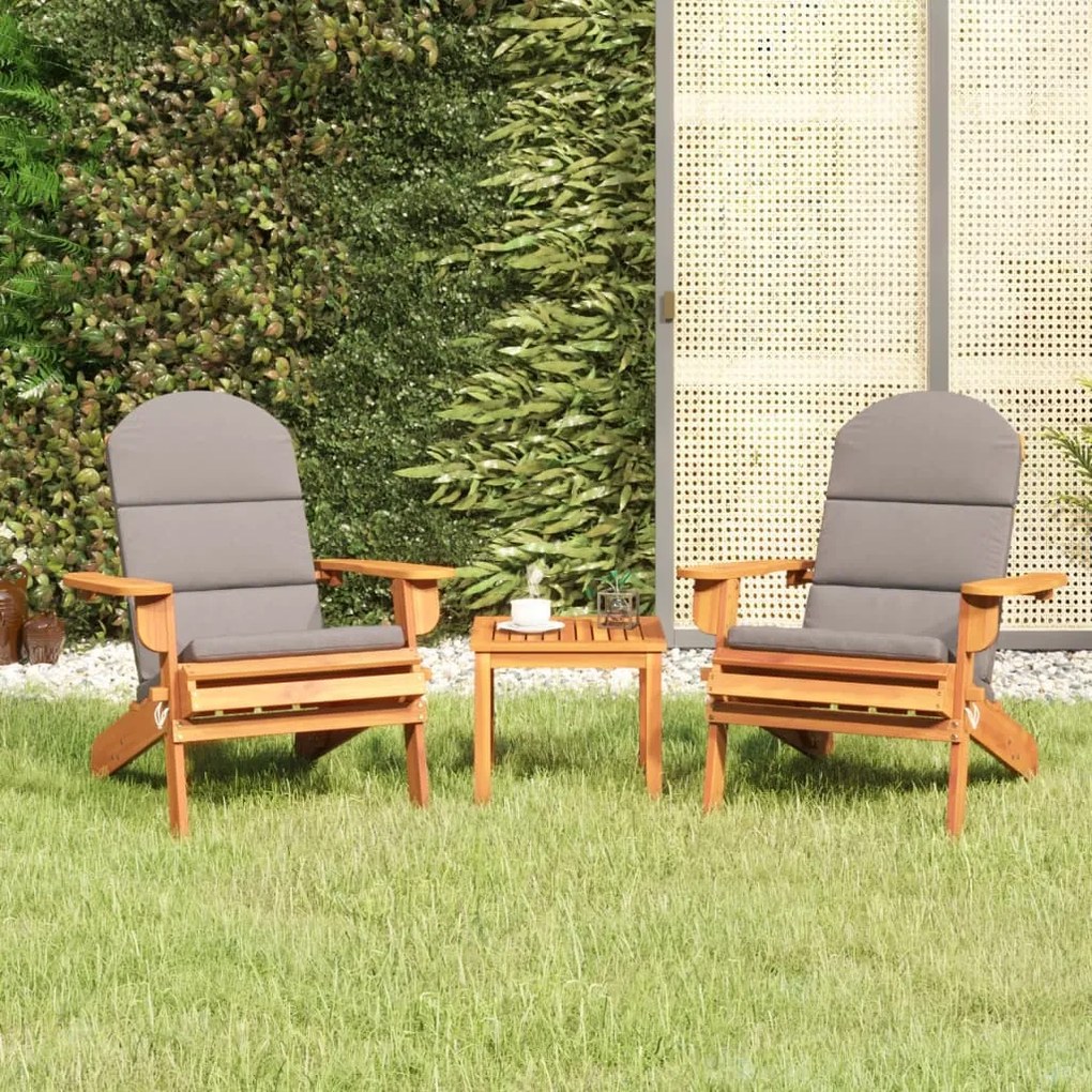 3 pcs conjunto lounge de jardim Adirondack acácia maciça