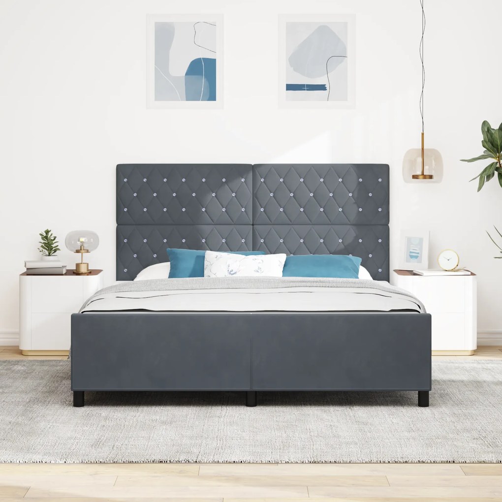 Cama vidaXL Cinza Escuro 180x200 cm Veludo