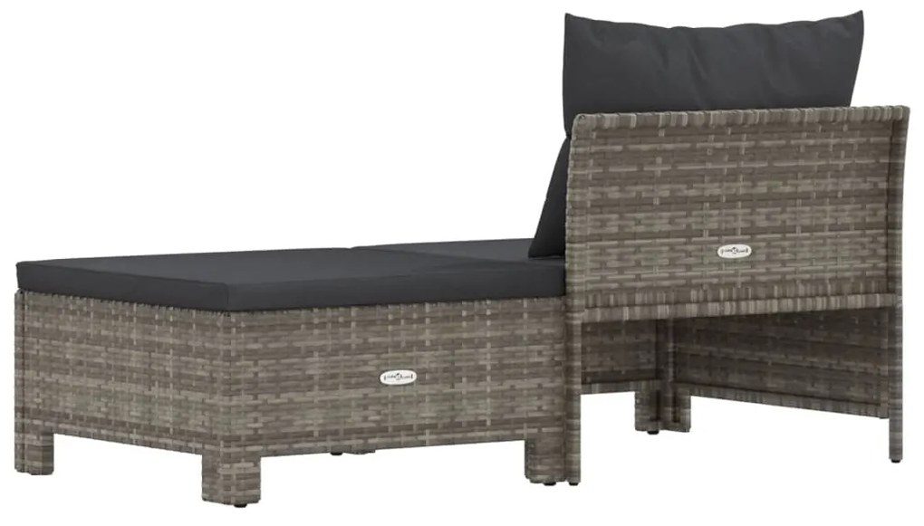 2 pcs conjunto lounge de jardim c/ almofadões vime PE cinzento