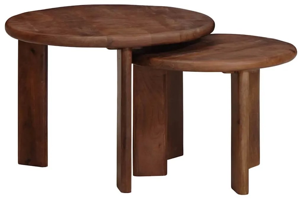 vidaXL Mesas de Café Empilháveis 2 pcs Madeira de manga maciça