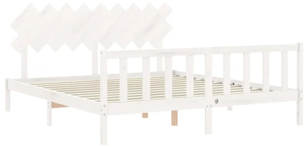 Estrutura cama Super King Size c/ cabeceira madeira branco