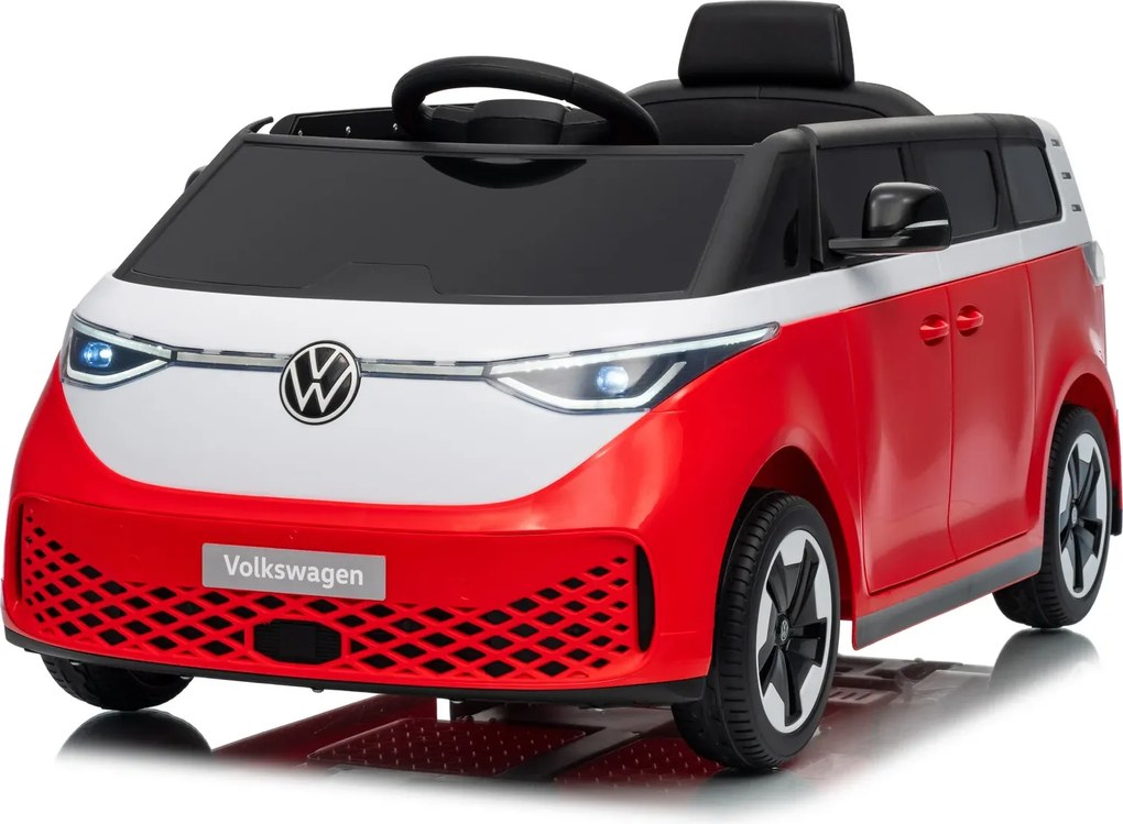 Carro elétrico para crianças Volkswagen ID Buzz 12V, Pneus em borracha, bancos em pele sintética Vermelha