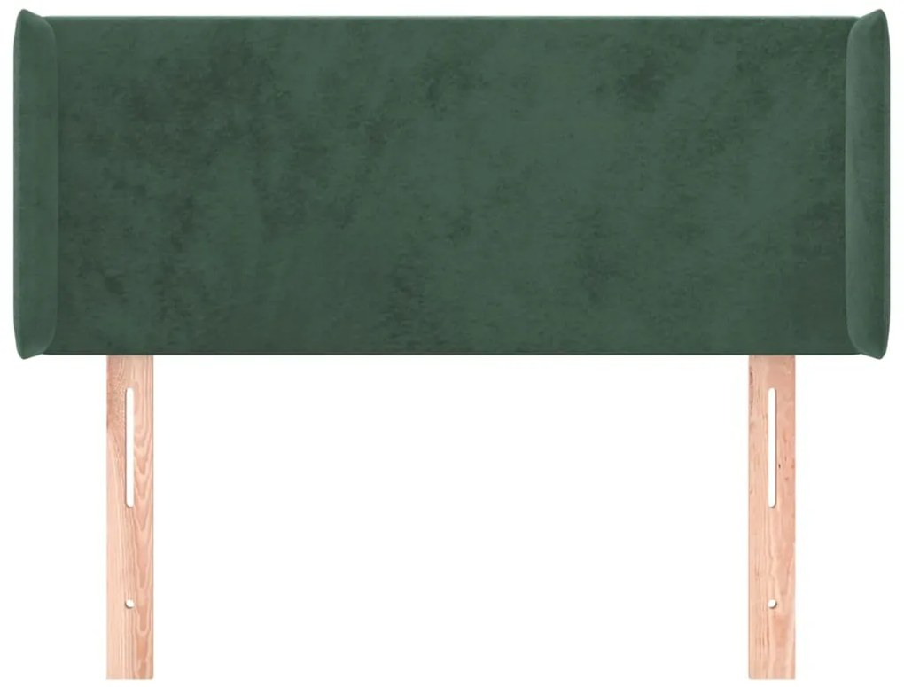 Cabeceira de cama c/ abas veludo 103x16x78/88cm verde-escuro