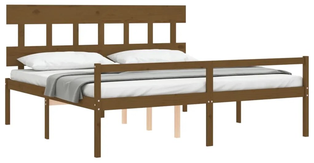 Cama para idosos c/ cabeceira 200x200 cm madeira castanho-mel