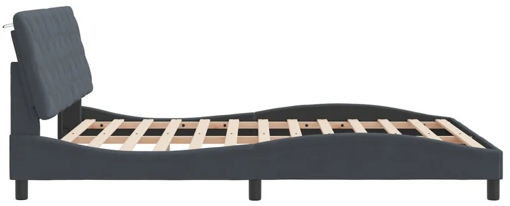 Estrutura de cama sem colchão 160x200 cm veludo cinzento-escuro