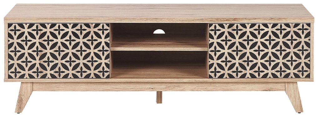 Móvel de TV com 2 portas e 2 prateleiras em madeira clara PRESCOT Beliani