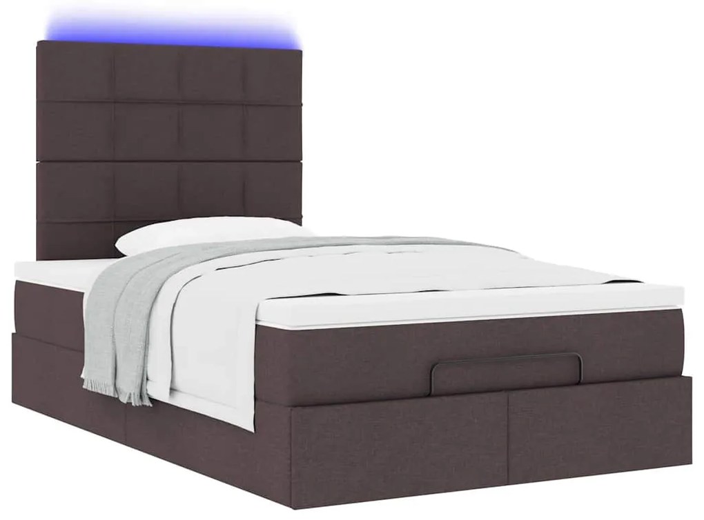 Estrutura de cama otomana com colchão 120x190cm castanho escuro