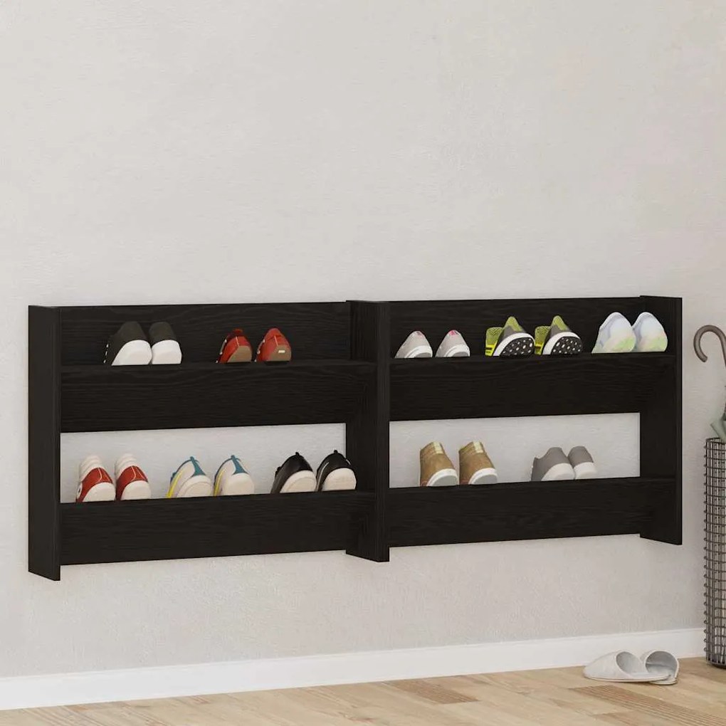 vidaXL Armários para Sapatos de Parede Outros 2 pcs Carvalho preto