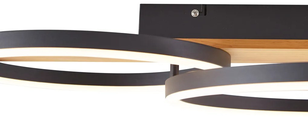 Plafon de design preto redondo com LED regulável em 3 níveis e 3 luzes - Nimue Design