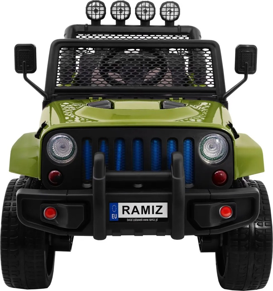 Jipe elétrico para Crianças NEW Raptor DRIFTER 4 x 4, 12V Rodas Espuma EVA, Assento couro Verde