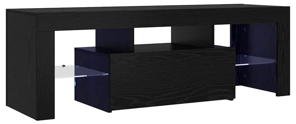 Rack de TV vidaXL com Luzes LED Carvalho Preto 120x35x40 cm