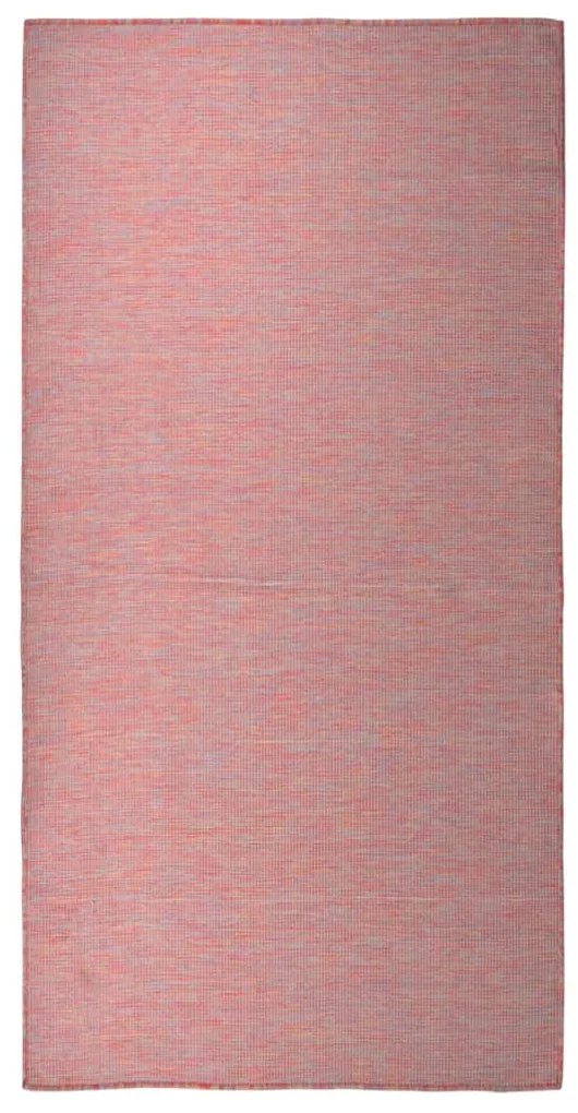 vidaXL Tapete de tecido plano para exterior 100x200 cm vermelho