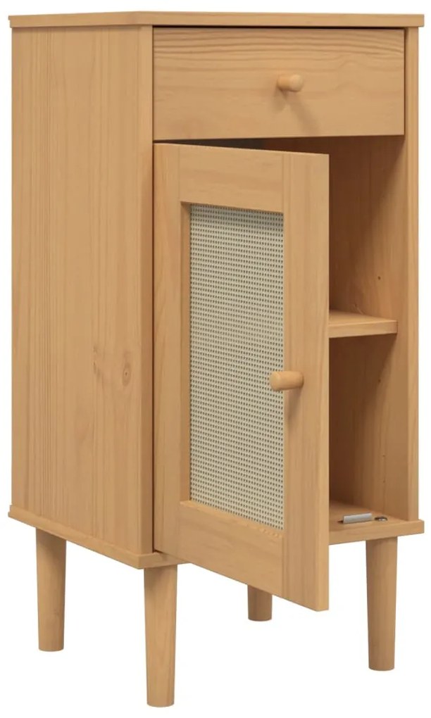 Mesa de cabeceira SENJA 40x35x80 cm pinho maciço castanho