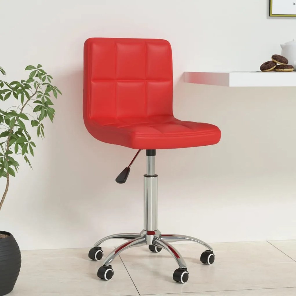 vidaXL Cadeira de escritório giratória couro artificial vermelho tinto