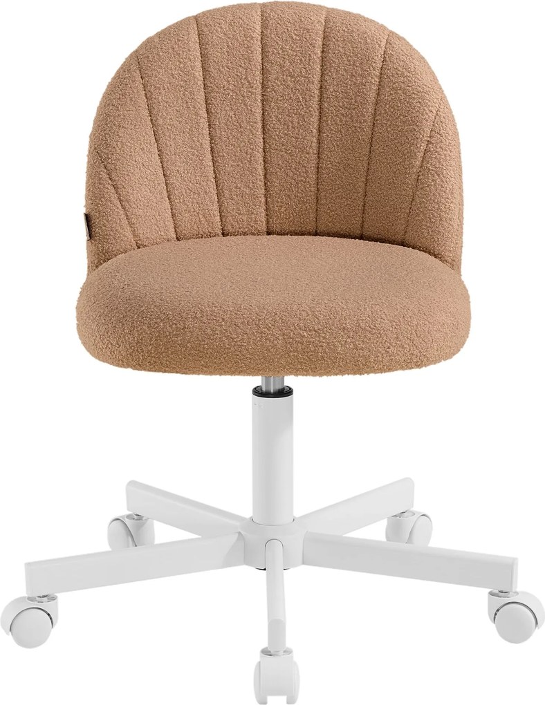 Cadeira de toucador ou cadeira de escritório, revestimento em tecido Teddy Fleece castanho caramelo
