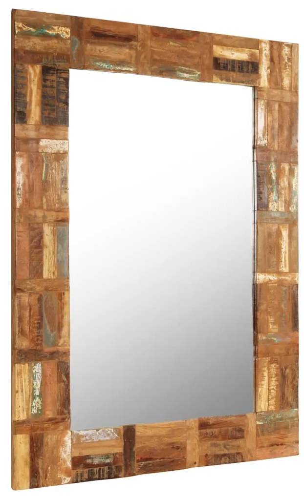 Espelho de parede em madeira recuperada maciça 60x90 cm