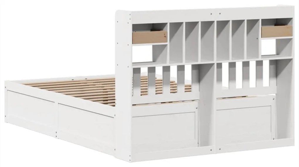 Cama sem colchão 140x190 cm madeira de pinho maciça branco