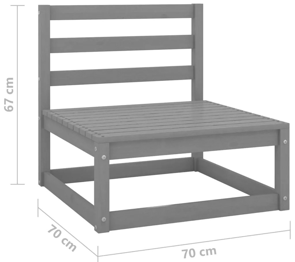 2 pcs conjunto lounge de jardim pinho maciço cinzento