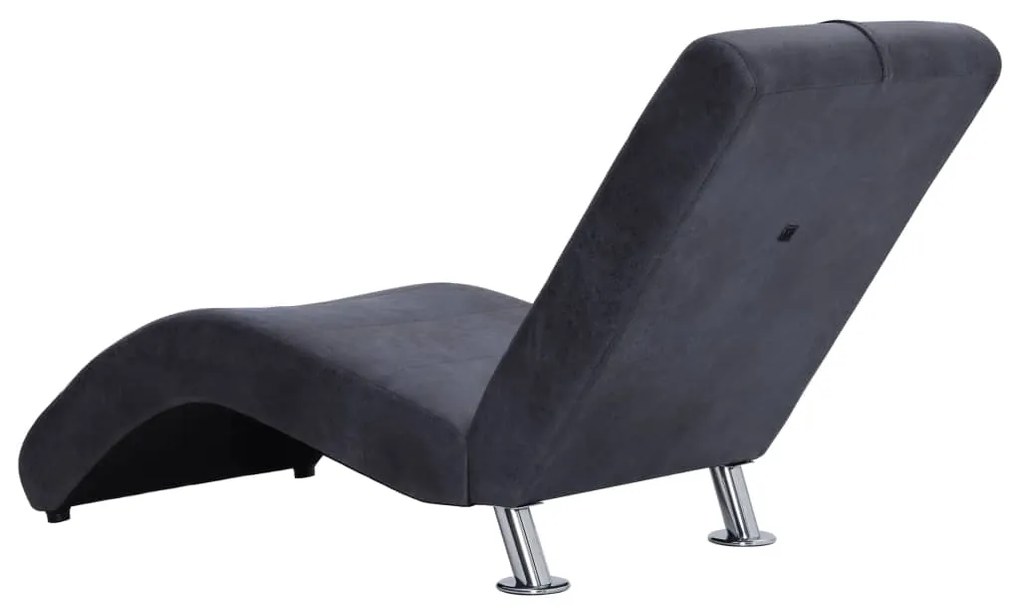 Chaise longue com almofada camurça artificial cinzento