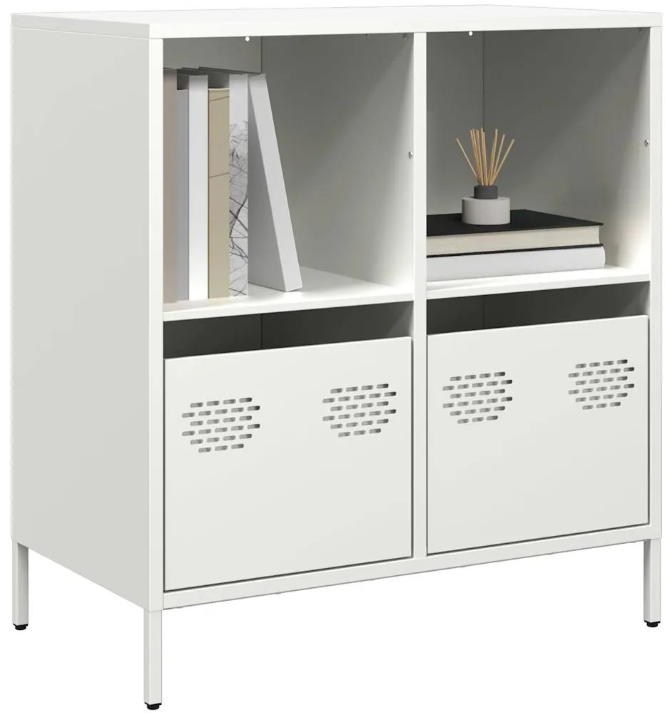 vidaXL Aparador 68x39x73,5 cm aço laminado a frio branco