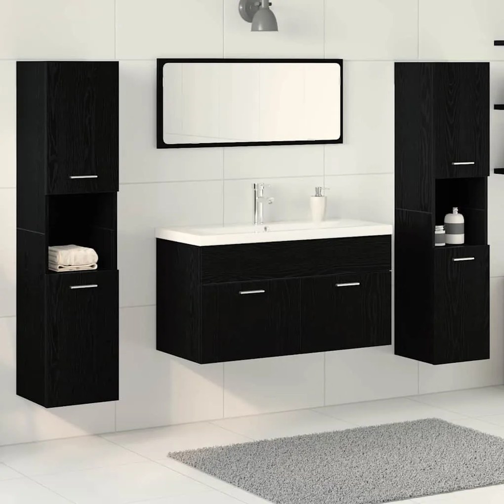 vidaXL Conjunto de Móveis pra Banheiro com porta 5 pcs Carvalho Preto
