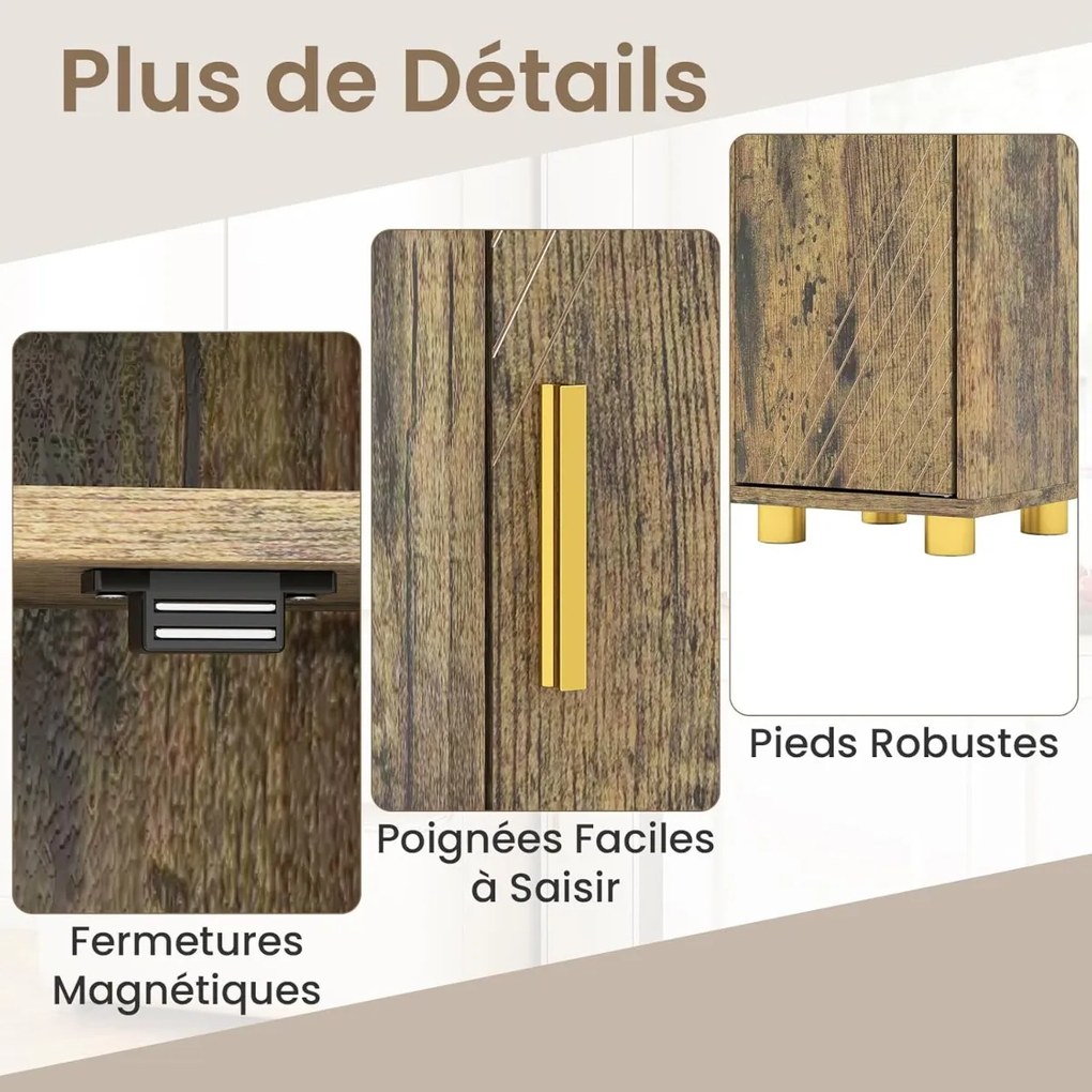 Armário de banheiro de 179 cm de altura com 2 portas e prateleiras ajustáveis ​​- Preto