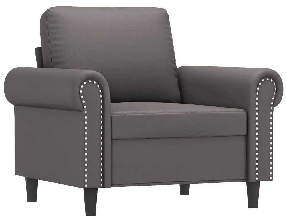 Poltrona com apoio de pés couro artificial 60 cm cinzento