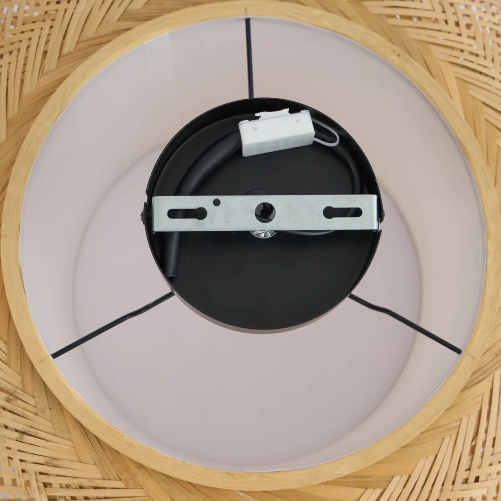 Candeeiro de Teto Japandi Bambu com Interior Branco - Liva