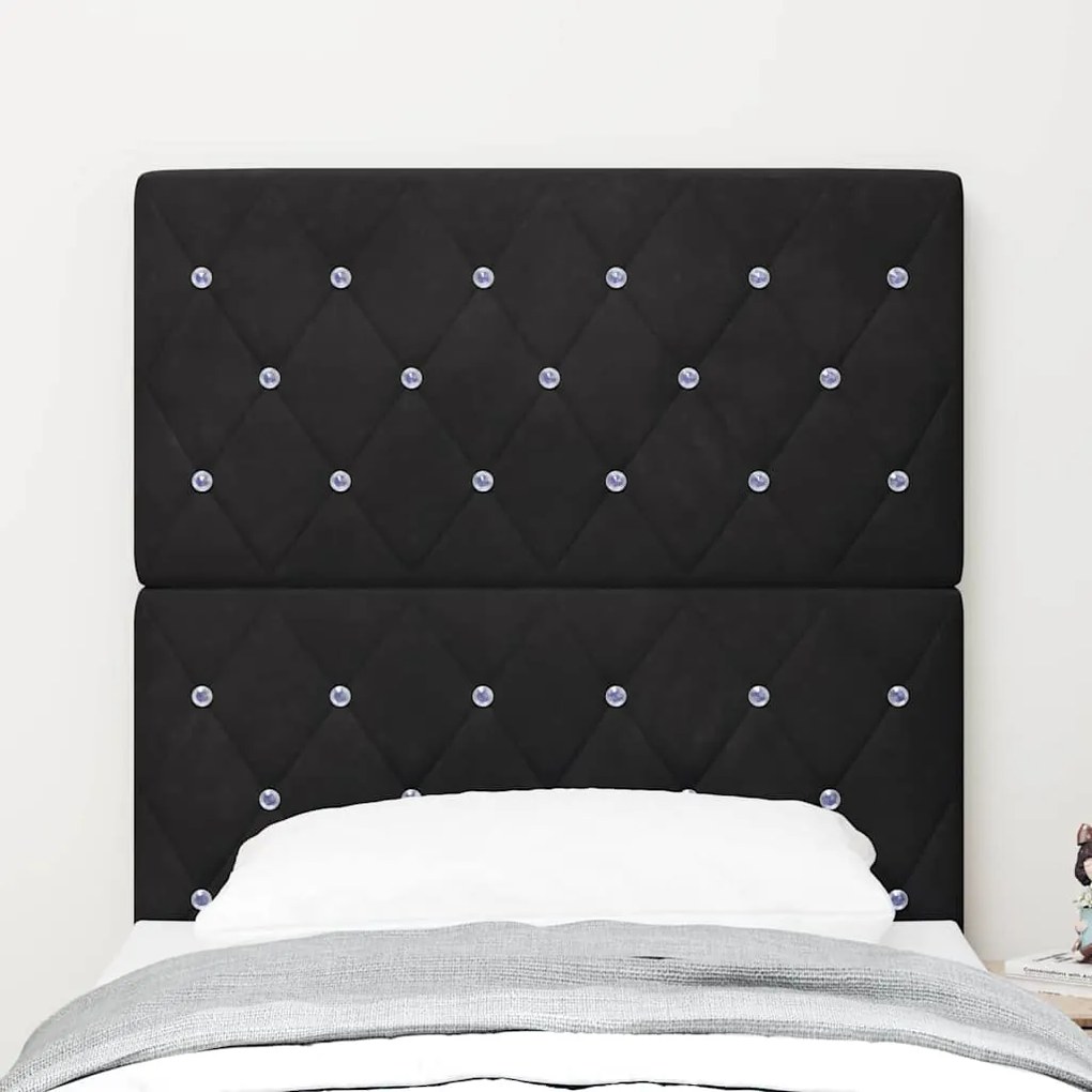 Cabeceira LED preta, 80 cm, em veludo