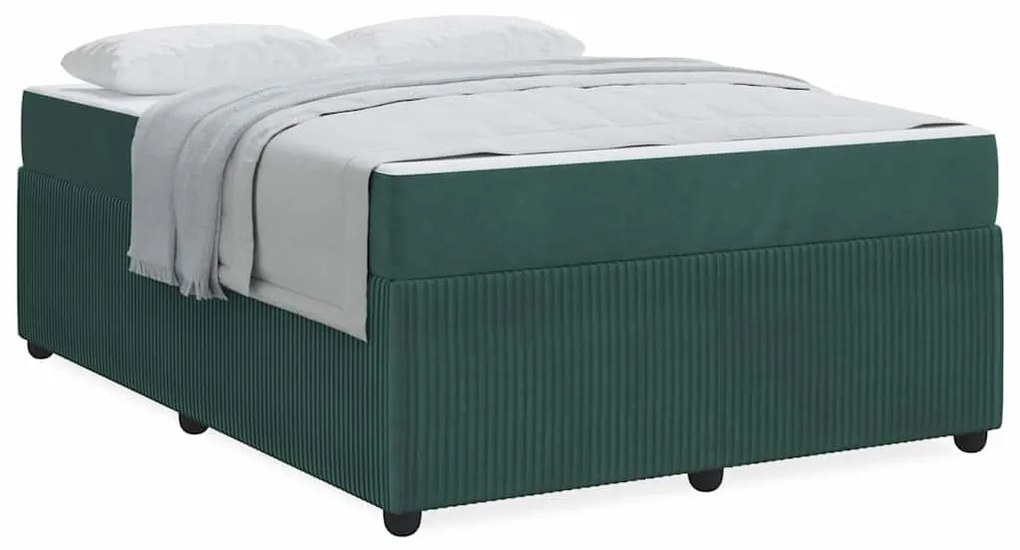 Estrutura de cama com colchão Verde-escuro 140 x 200 cm Veludo