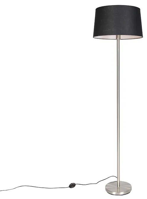 Candeeiro de pé moderno em aço com cúpula preta 45 cm - Simplo Moderno