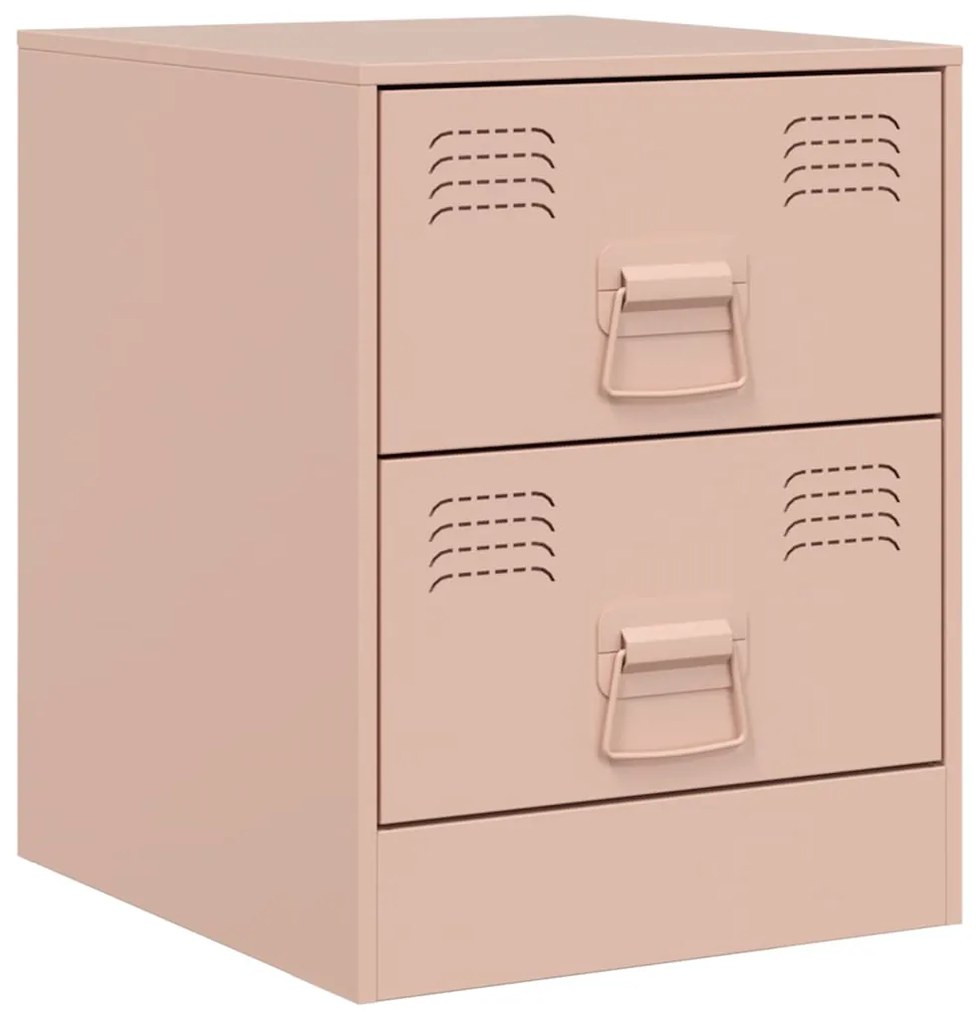 Mesas de cabeceira 2 pcs 34,5x39x44 cm aço rosa
