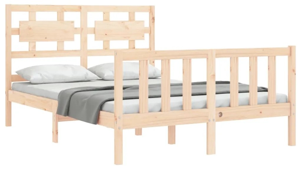 Estrutura de cama de casal com cabeceira madeira maciça