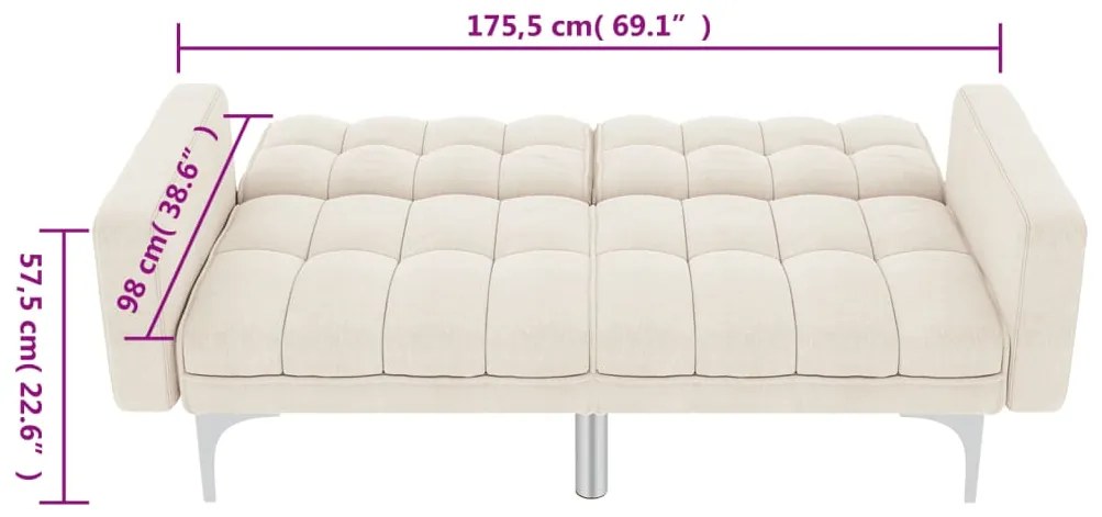 Sofá-cama tecido creme