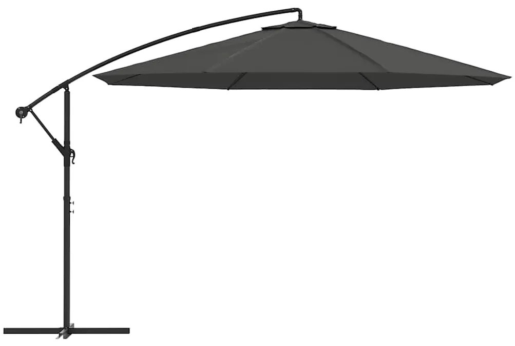 Guarda-sol cantilever com poste de alumínio 350 cm antracite