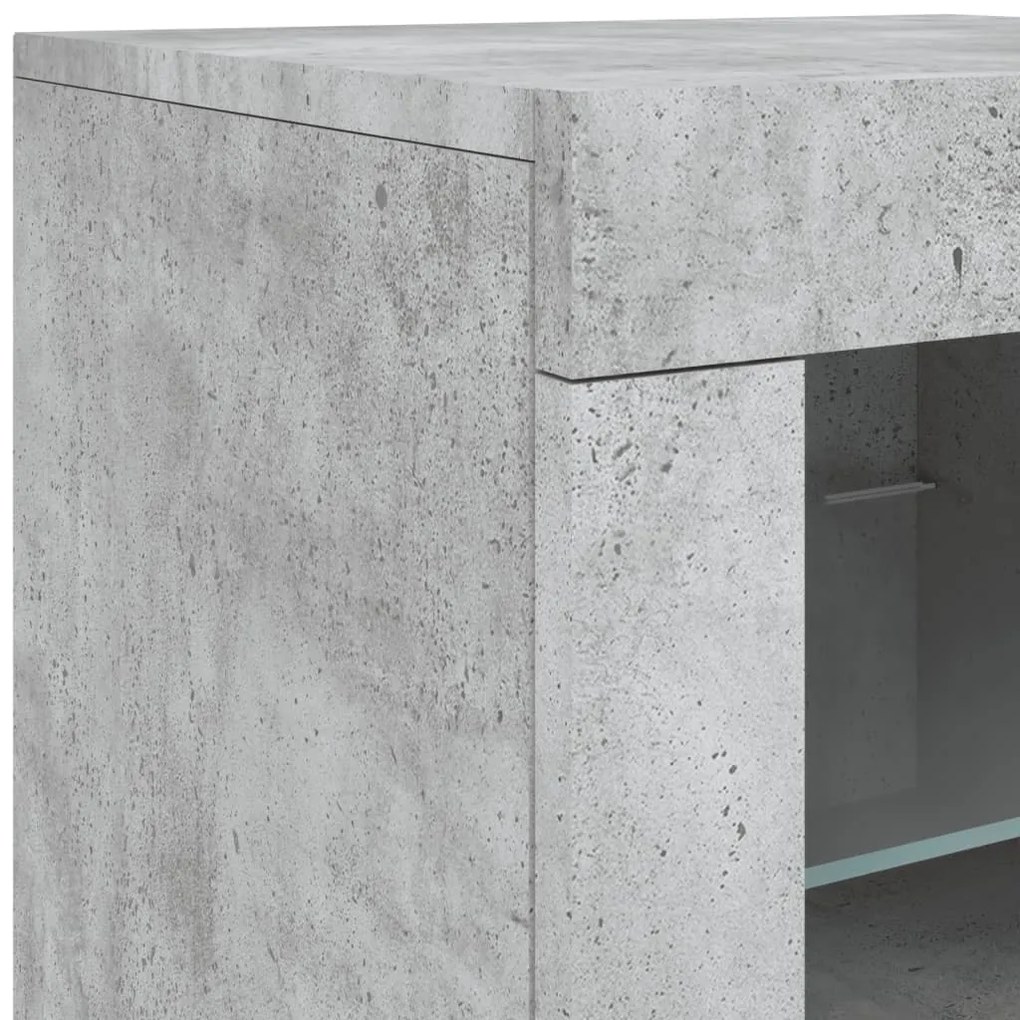 Aparador com luzes LED 123x37x67 cm cinzento cimento