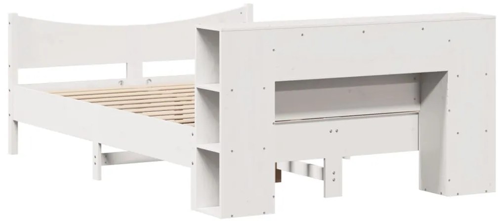 Cama sem colchão 135x190 cm madeira de pinho maciça branco