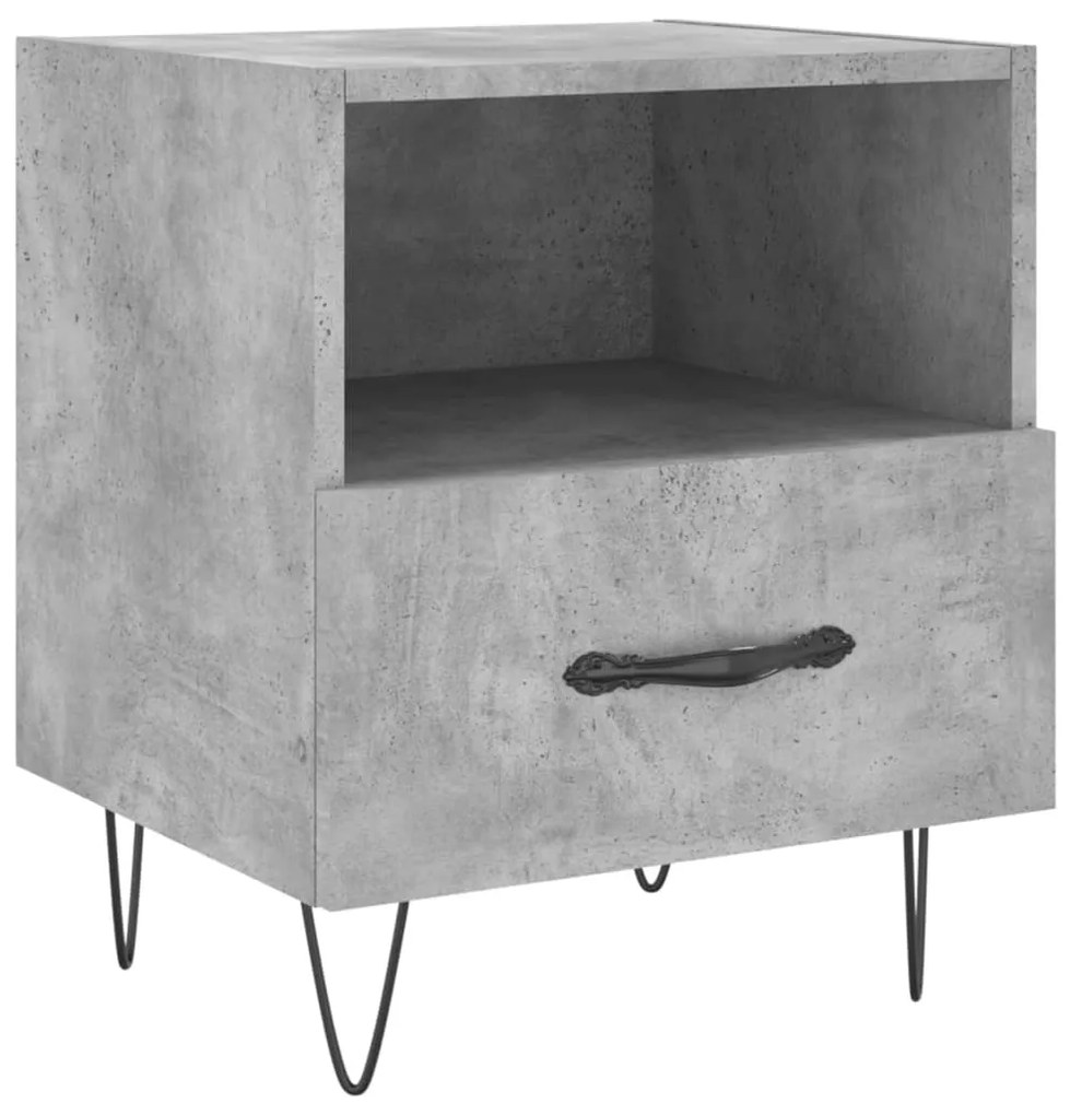 Mesas de cabeceira 2pcs derivados de madeira cinza cimento