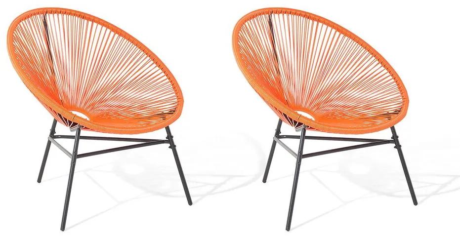 Conjunto de 2 cadeiras de jardim em rattan sintético laranja ACAPULCO