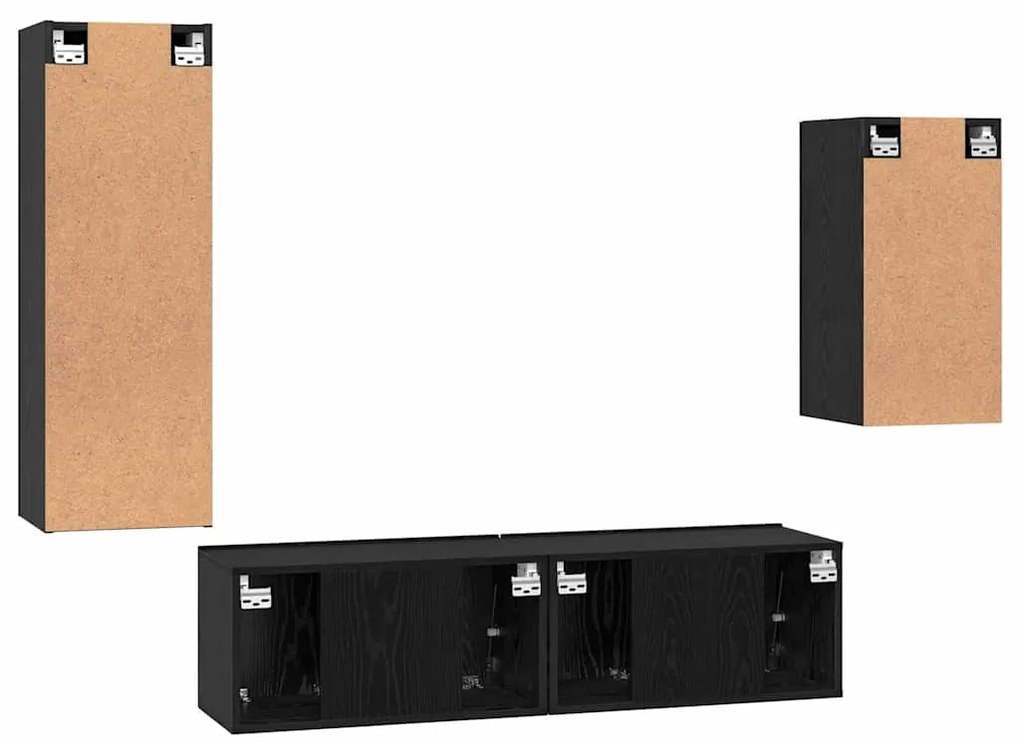 Conjunto de Estante para TV com prateleira 4 pcs Carvalho Preto