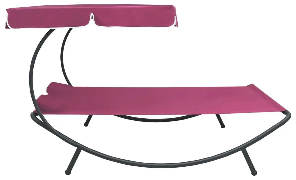 Espreguiçadeira com toldo e almofadas rosa