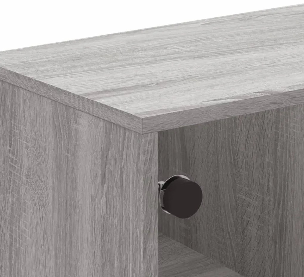 Móvel de TV c/ portas de vidro 102x37x50 cm cinza sonoma